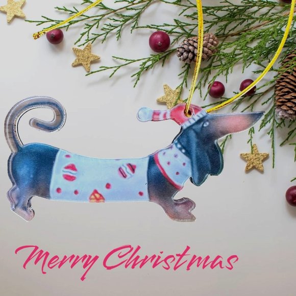 Dachshund Ornament New Gift tag hanger Doxie Weenie Dog Weiner German Pup - Picture 1 of 12